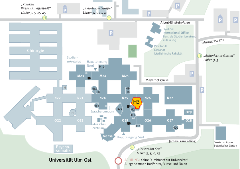 Lageplan der Universität Ulm