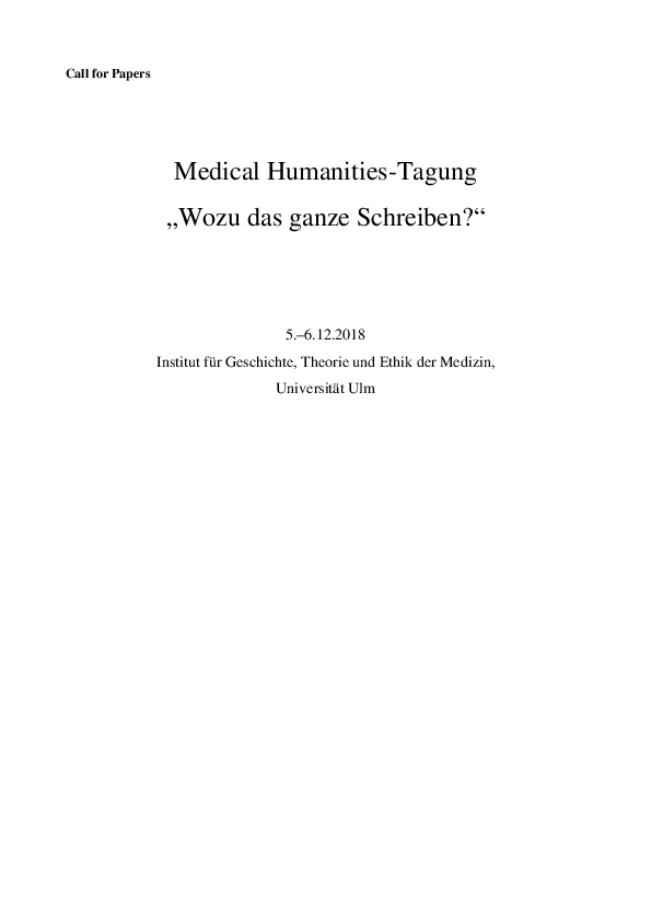 CfP_Medical Humanities_Universität Ulm