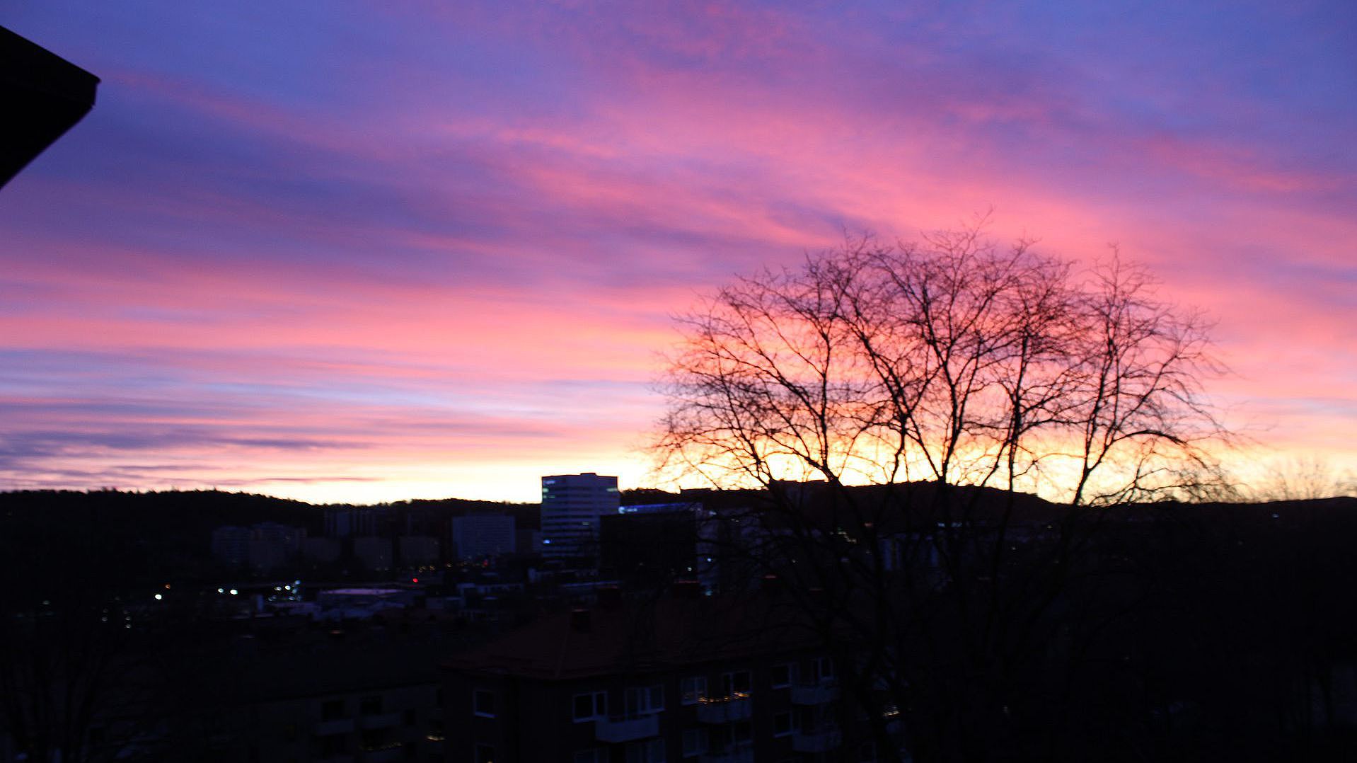 Sonnenaufgang vom Wohnheim in Göteborg