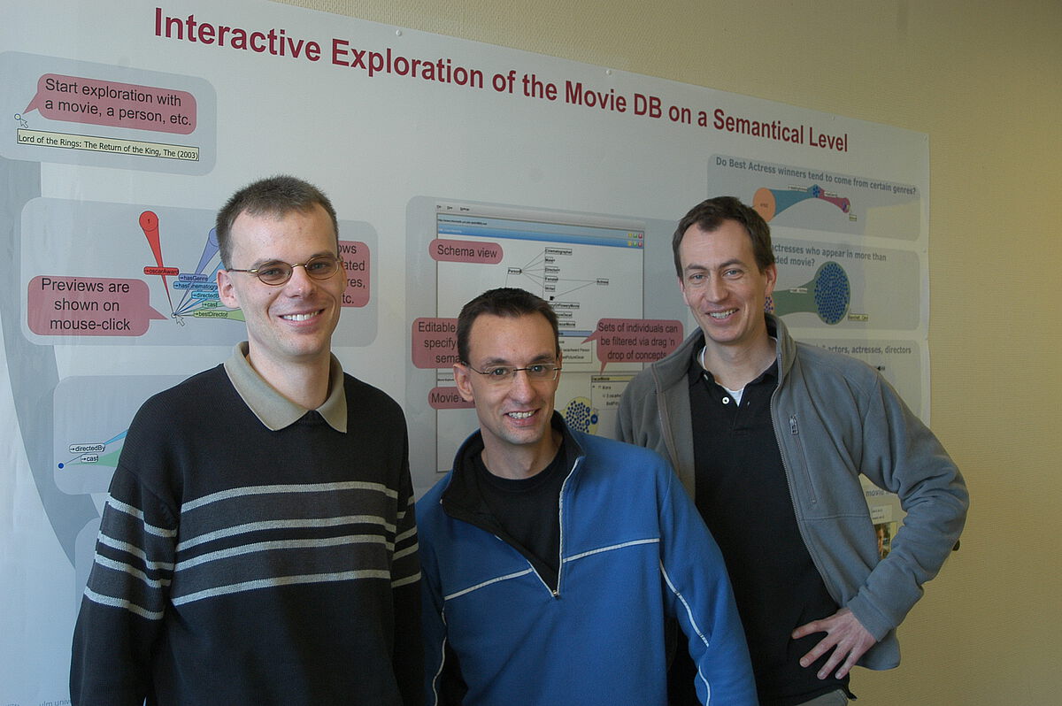 Die Arbeitsgruppe „Semantische Technologien“: (v.l.) Olaf Noppens, Timo Weithöner und Dr. Thorsten Liebig
