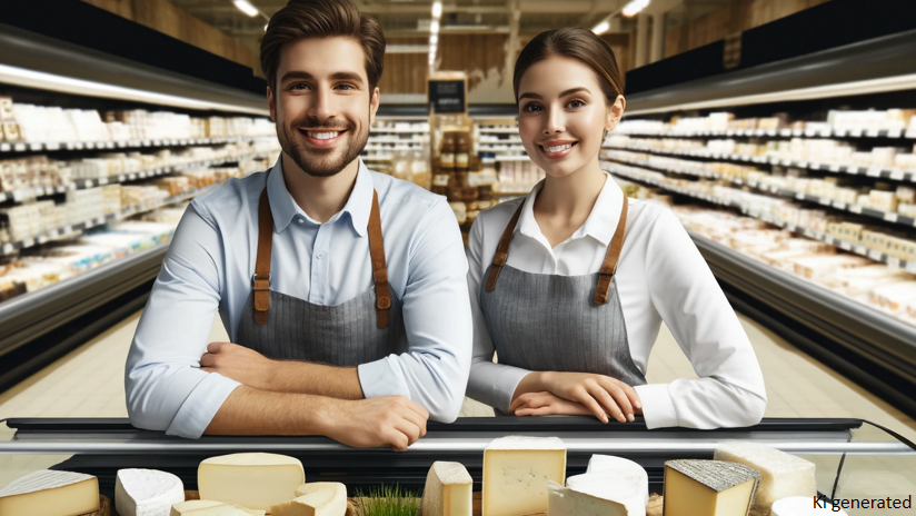 Two employees in the supermarket