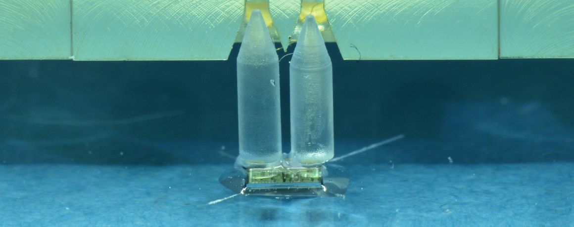 Close-up of dielectric waveguides