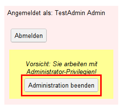 Als Administrator Abmelden