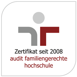 Logo: Zertifikat seit 2008 – Audit familiengerechte Hochschule